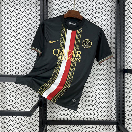 Men's Paris Saint-Germain 2025/26 Black and Gold Edition Jersey