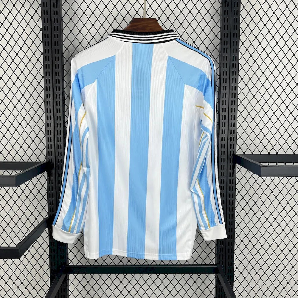 Argentina 1998 Retro Home Long Sleeve Jersey