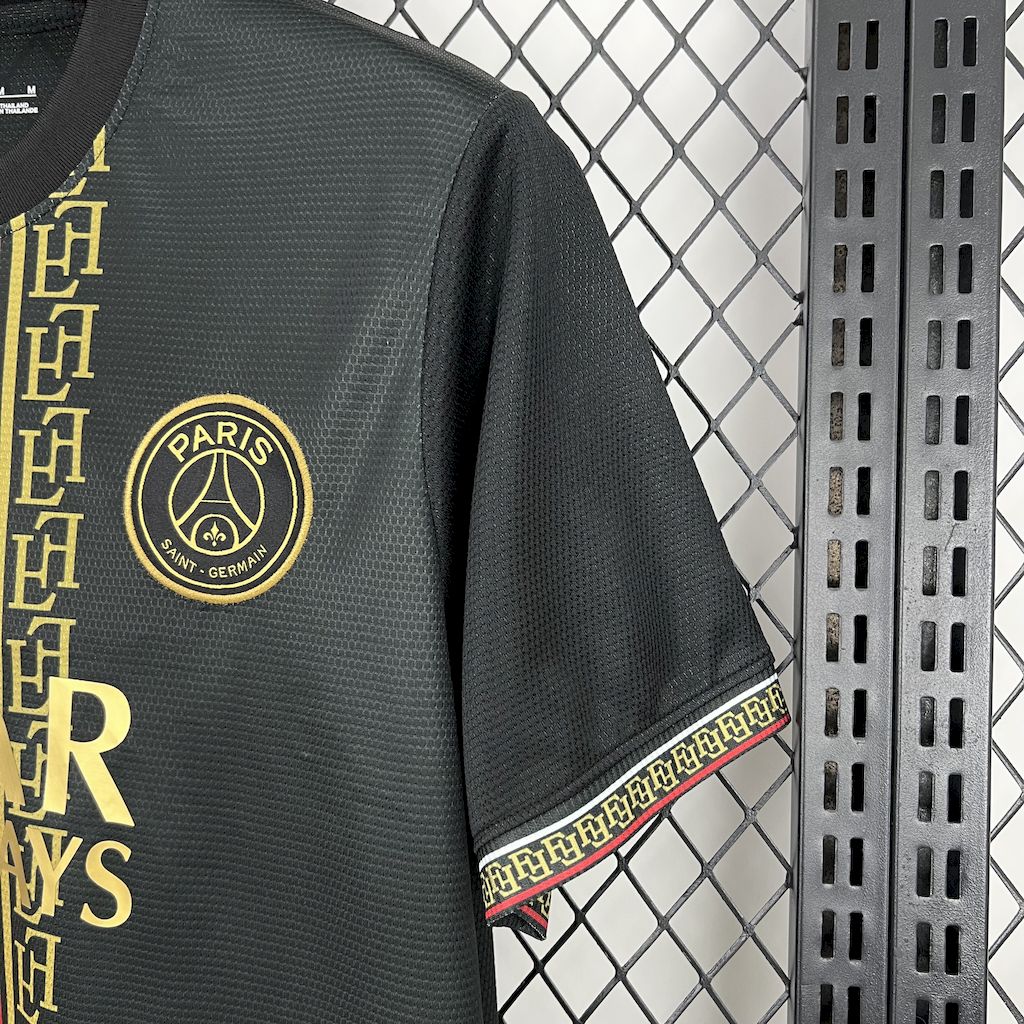 Men's Paris Saint-Germain 2025/26 Black and Gold Edition Jersey