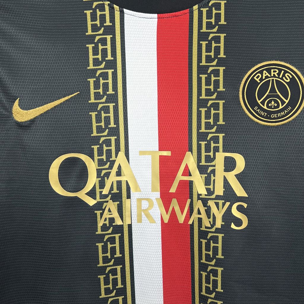 Men's Paris Saint-Germain 2025/26 Black and Gold Edition Jersey