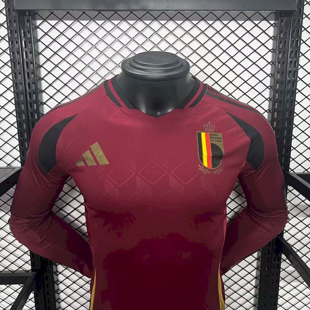 Mens Belgium 2024/25 Home Long Sleeve Jersey Player Version - Image 1