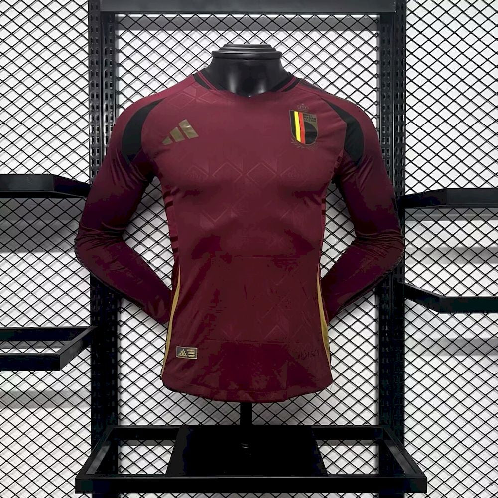 Mens Belgium 2024/25 Home Long Sleeve Jersey Player Version - Image 2