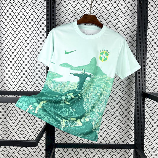 Men's Brazil 2025/26 Green and white Jersey