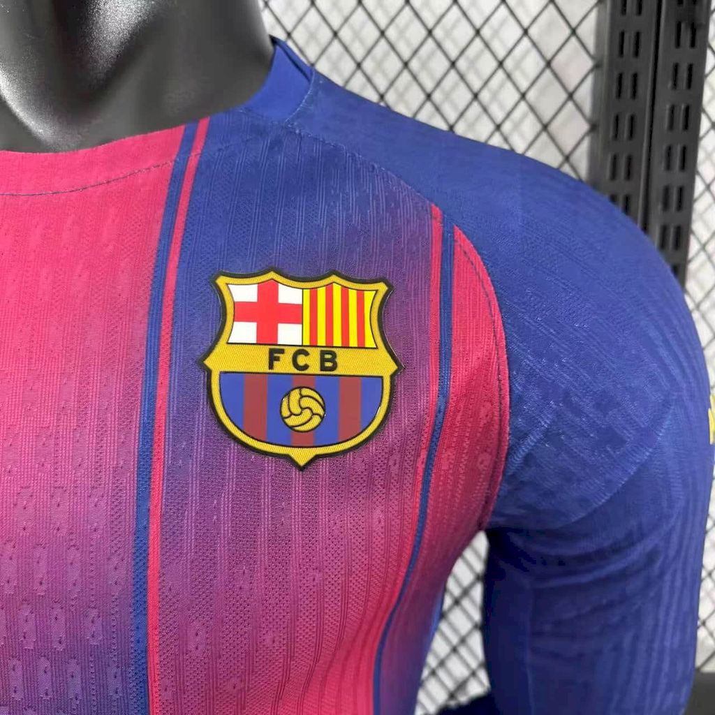 Men’s Barcelona 2025/26 Travis Scott Edition Player Home Long Sleeves Jersey