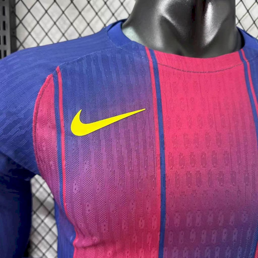 Men’s Barcelona 2025/26 Travis Scott Edition Player Home Long Sleeves Jersey