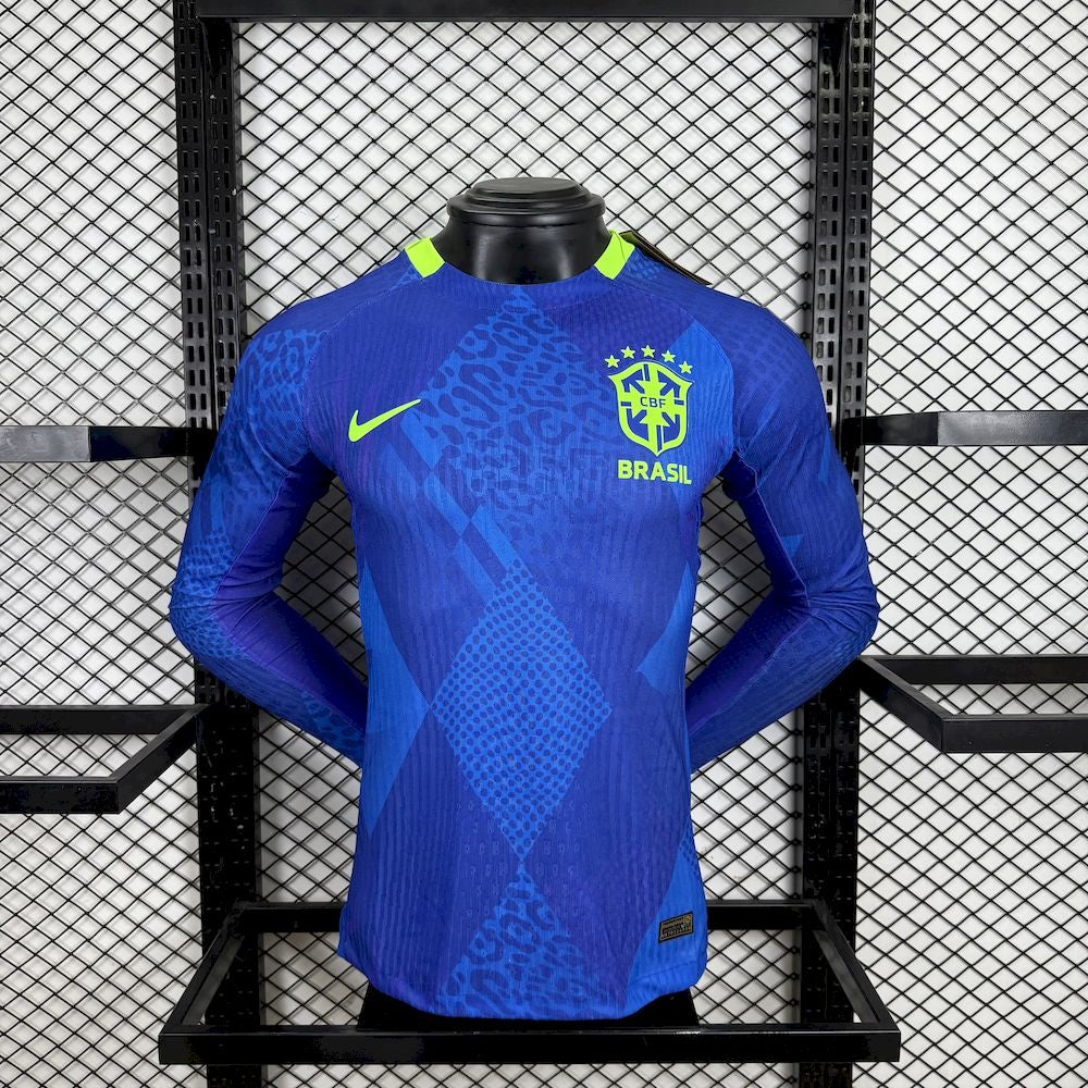 Mens Brazil 2025/26 Player Away Long Sleeve Jersey