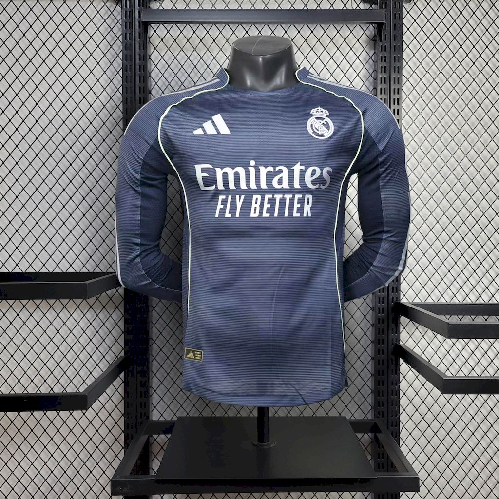 Men’s Real Madrid 2025/26 Player Away Long Sleeves Jersey