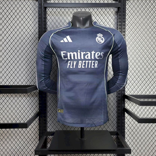 Men’s Real Madrid 2025/26 Player Away Long Sleeves Jersey