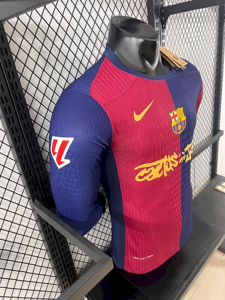 Men’s Barcelona 2024/25 Player Travis Scott Edition Home Long Sleeves Jersey