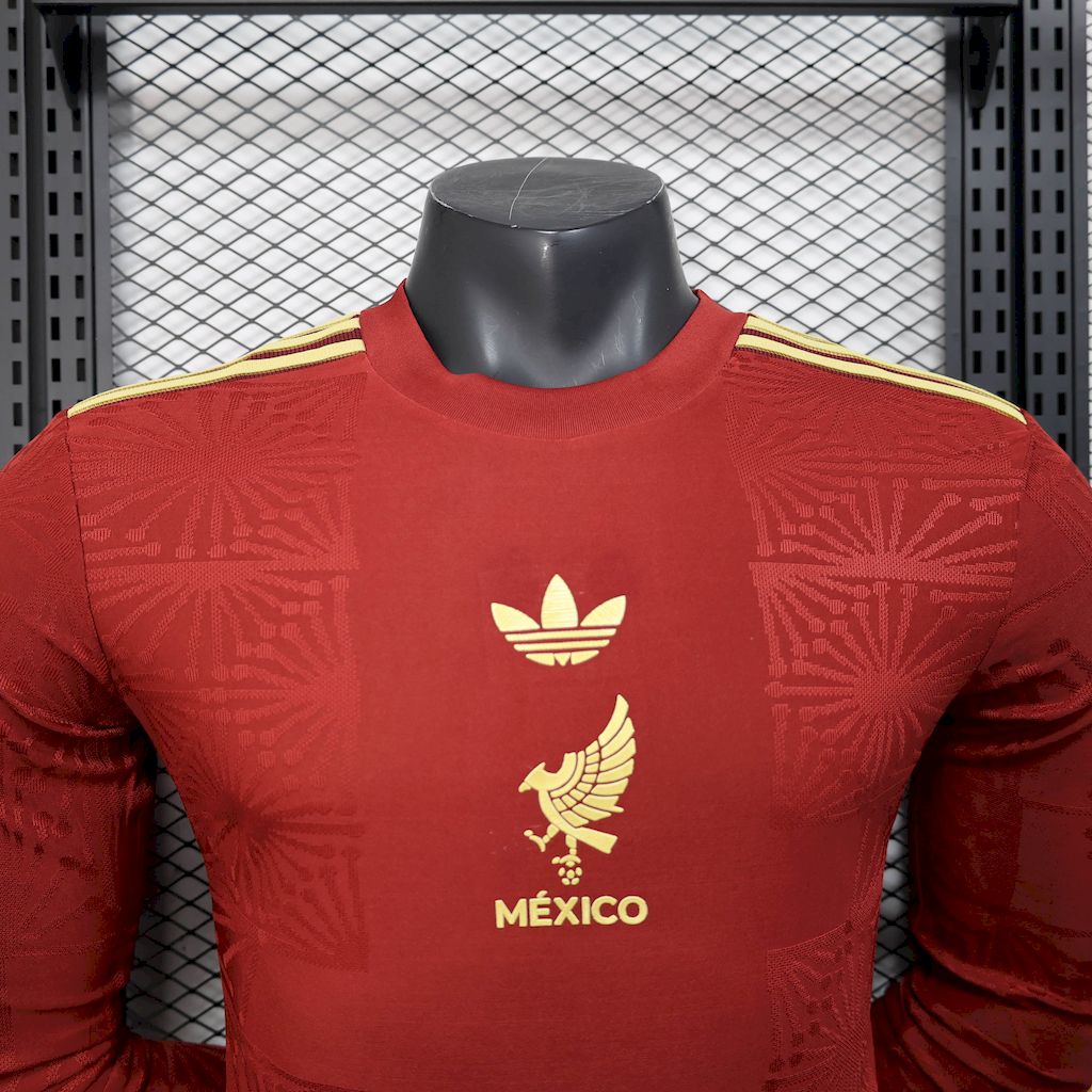 Men's Mexico 2025/26 Player Red Long Sleeves Jersey