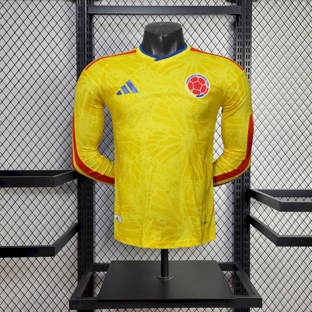 Men's Colombia 2026 World Cup Home Long Sleeve Jersey Player Version