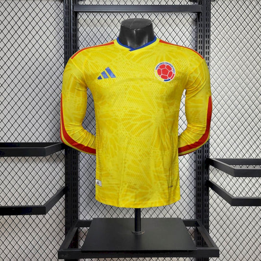Men's Colombia 2026 World Cup Home Long Sleeve Jersey Player Version