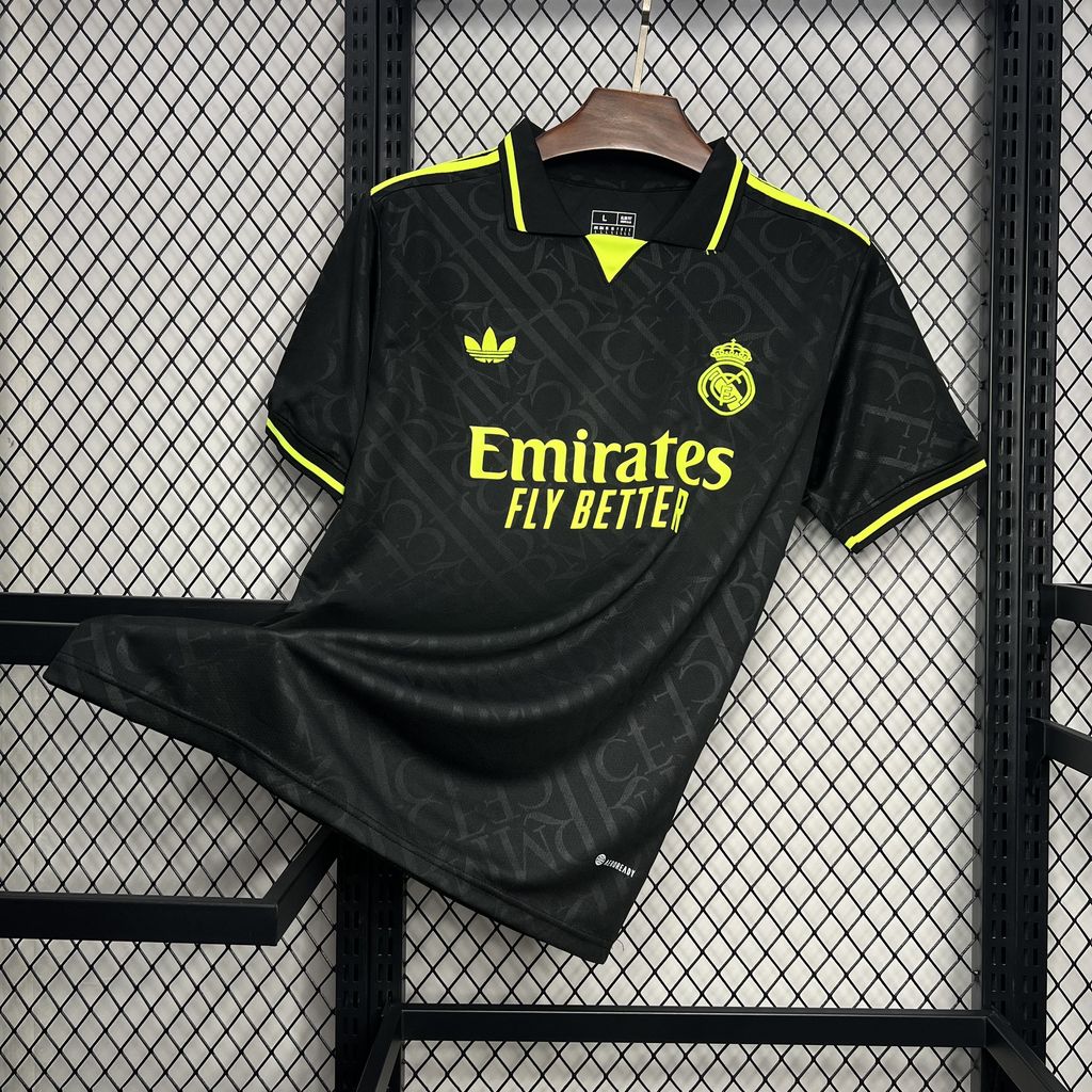 Men's Real Madrid 2024/25 X Fan BLACK AND NEON UNIQUE Jersey