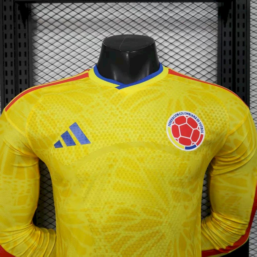 Men's Colombia 2026 World Cup Home Long Sleeve Jersey Player Version