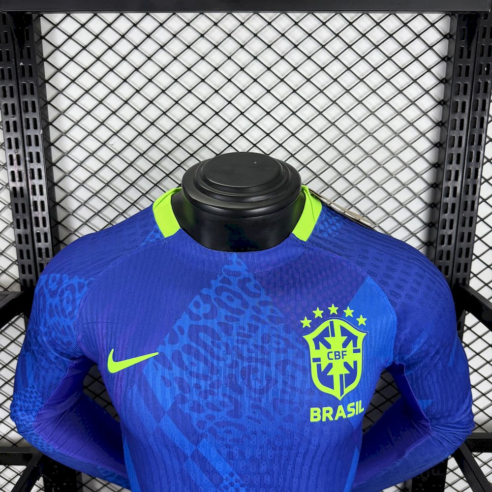 Mens Brazil 2025/26 Player Away Long Sleeve Jersey