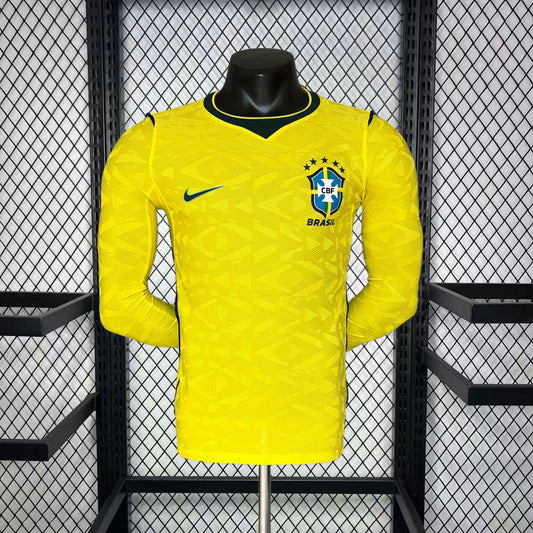 Men's Brazil 2026 World Cup Home Long Sleeve Jersey Player Version