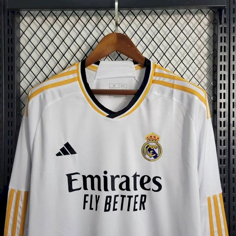 Men's Real Madrid 2023/24 Fan Home Long Sleeves Jersey