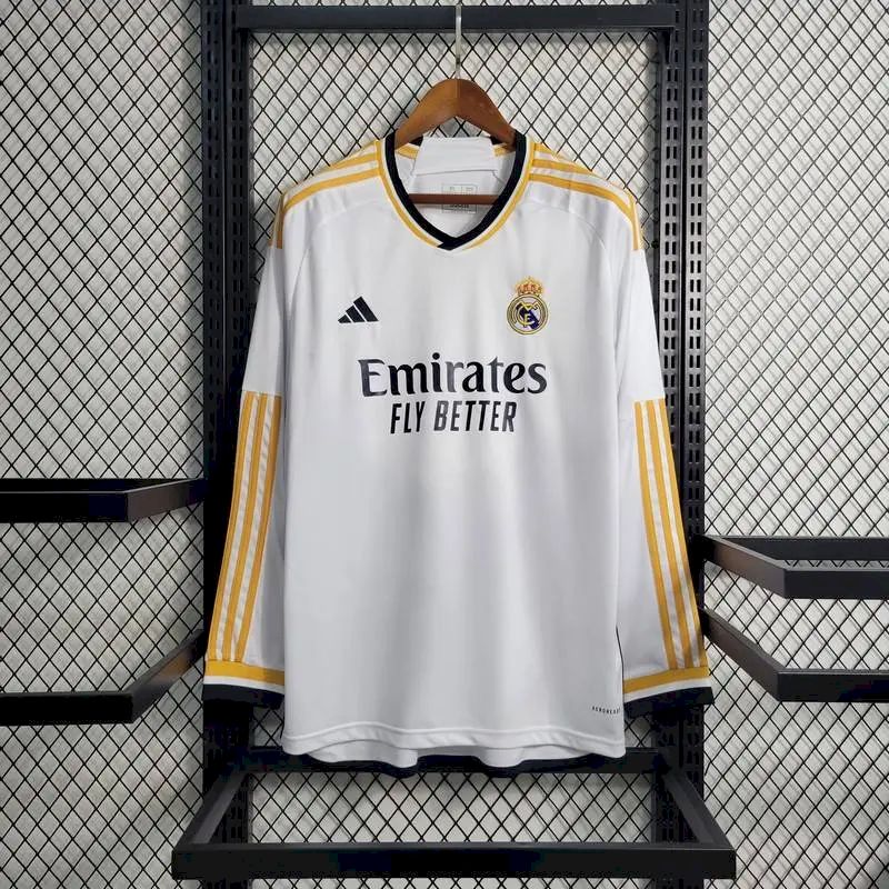 Men's Real Madrid 2023/24 Fan Home Long Sleeves Jersey