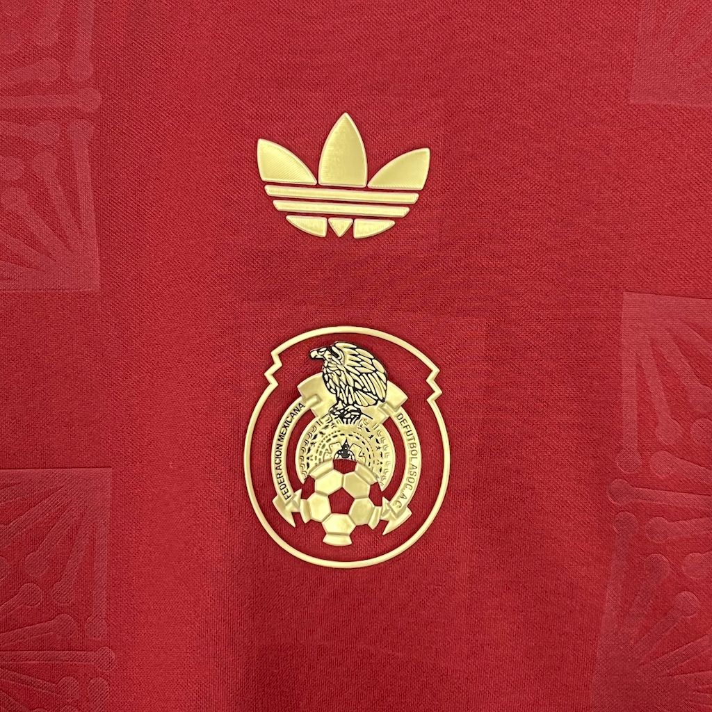 Men's Mexico 2025/26 Gold - Red Jersey