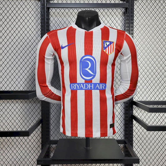 Men’s Atletico Madrid 2025/26 Player Home Long Sleeves Jersey